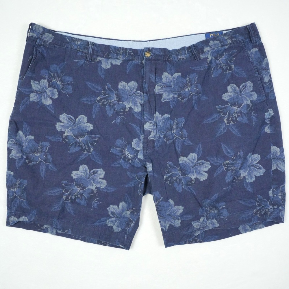 Polo Ralph Lauren Mens 52 (Fits 48) Blue Hibiscus Floral Classic Shorts